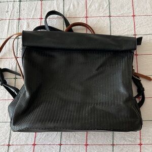 Stylish Black Leather Backpack